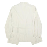 ZARA Womens White Jacket L Polyester Blend Drawstring Plain Stylish Lightweight