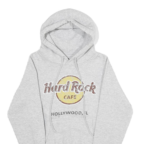 HARD ROCK CAFE Womens Grey Hoodie XS Hard Rock Hollywood Pullover Cotton Blend