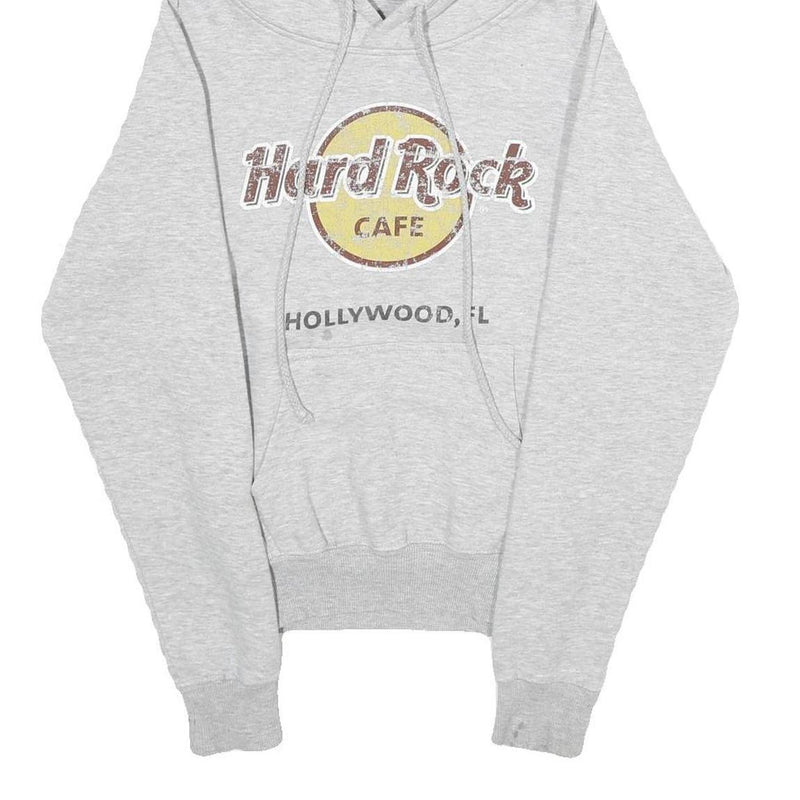 HARD ROCK CAFE Womens Grey Hoodie XS Hard Rock Hollywood Pullover Cotton Blend