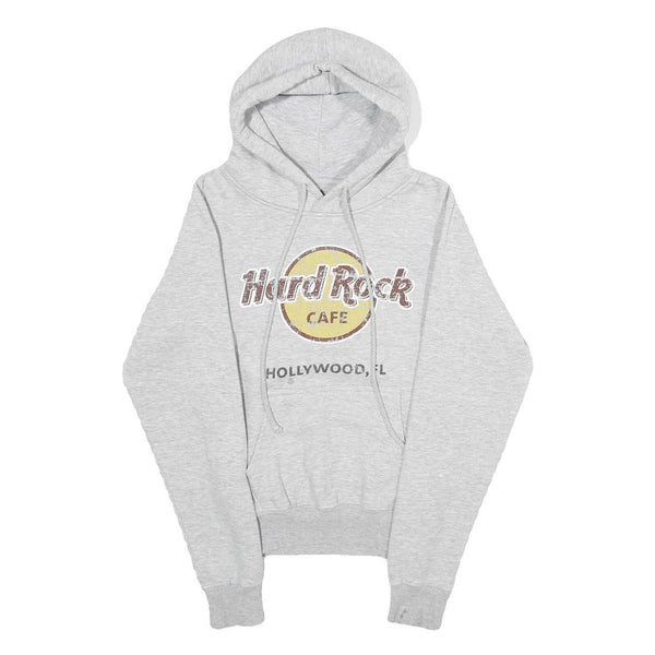 HARD ROCK CAFE Womens Grey Hoodie XS Hard Rock Hollywood Pullover Cotton Blend