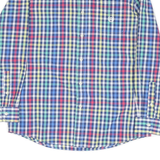 CHAPS Mens Blue & Red Check Shirt M Classic Cotton Blend Casual Long Sleeve