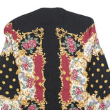 LADY CAROL Womens Black & Burgundy Floral Printed Button Shirt M Elegant Cotton