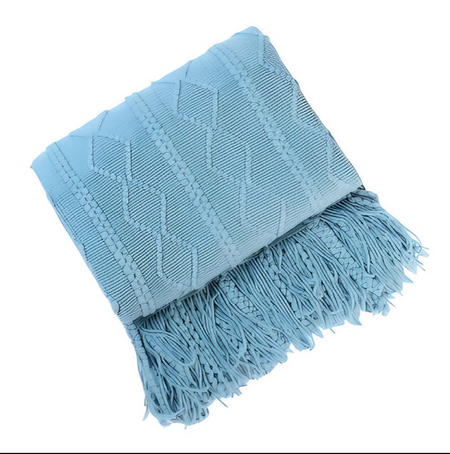 Anycozy Sky Blue Faux Cashmere Throw Blanket – Diamond Knit Sofa Cover & Home Decor Accent