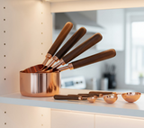 Anygleam Rosegold Brown 8pcs Wooden Measuring Cup Kitchen Tools Accessories