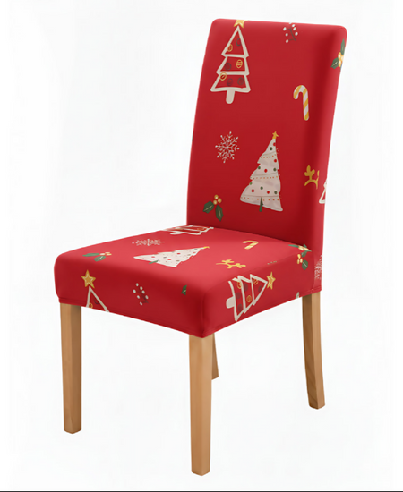 Anyseat Red Christmas Tree Print Decor Elastic Chair Cover – Plain Christmas Dining Slipcover & Home Décor