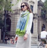 Anyyou 100% Merino Wool Green Blue White Silk Satin Large Winter Scarf Pashmina Shawl Bandana Perfect For Women Ladies Fashion Style