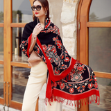 Anyyou 100% Merino Wool Black Red Neck Wrap Silk Satin Large Winter Scarf Pashmina Shawl Bandana Perfect For Women Ladies Fashion Style