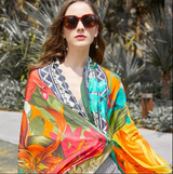 Anyyou Luxury 100% Mulberry Silk Dark Orange Long Scarf Women Beach Shawl Pashmina Wrap Swimwear Cover-Up Foulard