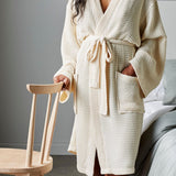 Natural | Waffle Bathrobe Made With 100% Organic Bamboo #Color_natural