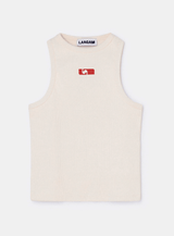 ECRU EMBROIDERED LOGO TANK TOP