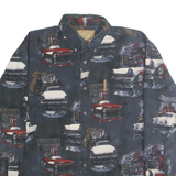NORTH RIVER Mens Blue Cotton Vintage Car Print Shirt XL Classic Button-Down