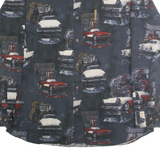 NORTH RIVER Mens Blue Cotton Vintage Car Print Shirt XL Classic Button-Down