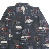 NORTH RIVER Mens Blue Cotton Vintage Car Print Shirt XL Classic Button-Down