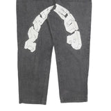 REAKINESSE Womens Regular Fit Grey Denim Zip Jeans W36 L26 Star Patchwork