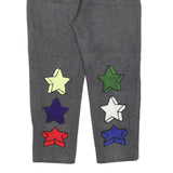 REAKINESSE Womens Regular Fit Grey Denim Zip Jeans W36 L26 Star Patchwork