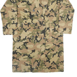 Womens Beige Green Camouflage Button Jacket L Cotton Blend Casual Patterned
