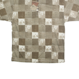 BLUE JEANS Mens Beige & Brown Checked Short Sleeve Polo Shirt L Casual Summer