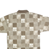 BLUE JEANS Mens Beige & Brown Checked Short Sleeve Polo Shirt L Casual Summer