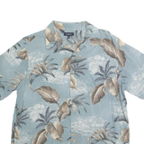 CROFT & BARROW Mens Blue Tropical Print Rayon Shirt L Summer Casual