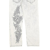 RAINBOW Womens Relaxed Cotton Blend Denim Light Wash W30 L30 Embroidered Jeans