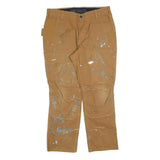 CARHARTT Mens Relaxed Fit Jeans Beige Cotton Blend W36 L30 Workwear Paint