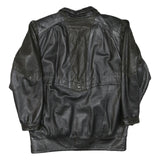 Womens Black Leather Jacket M Patterned Zip Closure Casual Cool