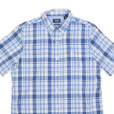 CHAPS Mens Blue & White Check Shirt M Short Sleeve Buttondown Casual