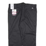 DICKIES Mens Black Regular Fit Straight Trousers W42 L30 Work Wear Durable Zip