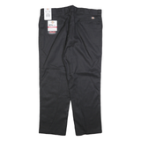 DICKIES Mens Black Regular Fit Straight Trousers W42 L30 Work Wear Durable Zip