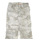 AUTHENTIC STYLE Mens Relaxed Grey Camouflage Cotton Blend Cargo Trousers W32 L29