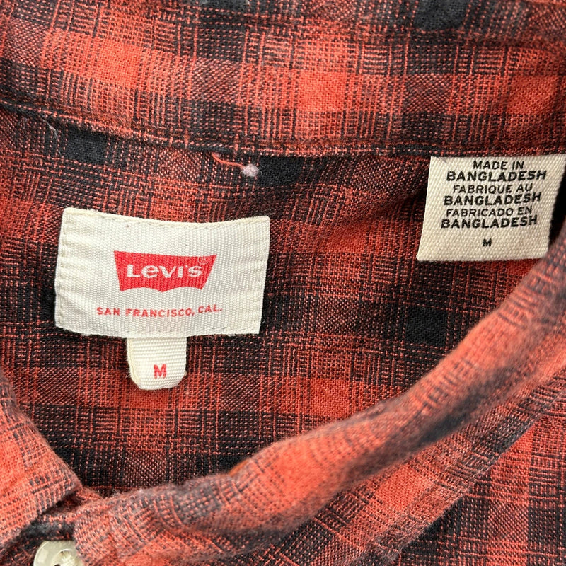 Levis Checked Flannel Shirt - Medium Red Cotton