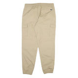 NEW BALANCE Mens Beige Cotton Blend Regular Cargo Trousers W38 L32 Drawstring