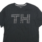TOMMY HILFIGER Mens Black Graphic T-Shirt L Short Sleeve Crew Neck Logo