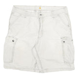 CARHARTT Mens White Cargo Shorts 2XL W38 Cotton Blend Relaxed Fit Workwear