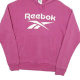 REEBOK Mens Pink Hoodie S Cotton Blend Pullover Comfort Casual Sportswear