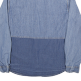 MOSSIMO Mens Blue Denim Shirt M Cotton Blend Button Front Casual