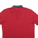 CHAPS Mens Red & Navy Short Sleeve Plain Polo Shirt L Cotton Blend