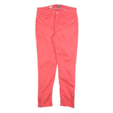 TOMMY HILFIGER Womens Cotton Red Slim Skinny Trousers W28 L26 Casual Zip