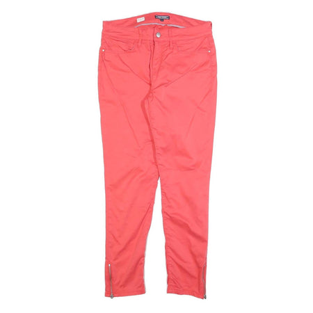 TOMMY HILFIGER Womens Cotton Red Slim Skinny Trousers W28 L26 Casual Zip