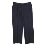 HAGMAN Mens Wool Navy Blue Regular Fit Straight Leg Trousers W34 L30 Smart