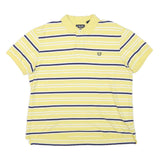 CHAPS Mens Yellow & Navy Striped Polo Shirt XL Cotton Blend Classic Fit