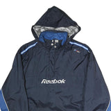 REEBOK Mens Navy Blue Lightweight Hooded Zip Jacket Polyester L Sporty Track
