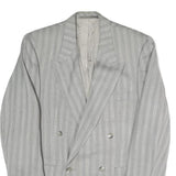 Mens Grey Button Jacket M Polyester Blend Striped Classic Fit Formal Blazer