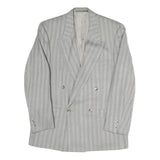 Mens Grey Button Jacket M Polyester Blend Striped Classic Fit Formal Blazer