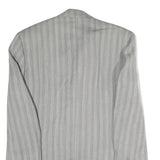 Mens Grey Button Jacket M Polyester Blend Striped Classic Fit Formal Blazer