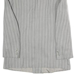 Mens Grey Button Jacket M Polyester Blend Striped Classic Fit Formal Blazer