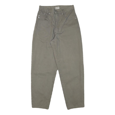 HIS Womens Cotton Blend Khaki Relaxed Tapered Trousers W26 L27 Casual Fit Zip