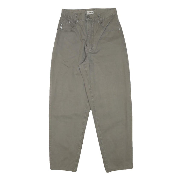 HIS Womens Cotton Blend Khaki Relaxed Tapered Trousers W26 L27 Casual Fit Zip