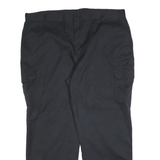 DICKIES Mens Cotton Blend Black Regular Straight Trousers W44 L32 Workwear Cargo