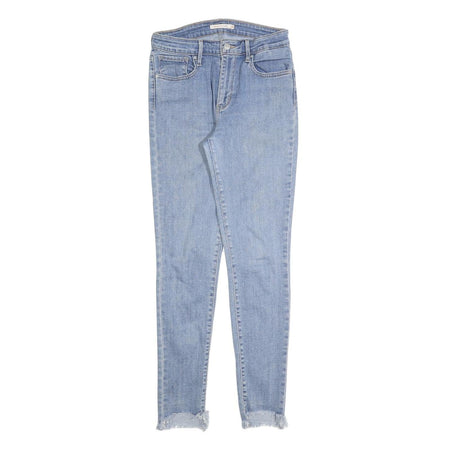 LEVI'S 721 Womens Jeans Blue Slim Skinny Denim Medium W29 L29 Frayed Hem